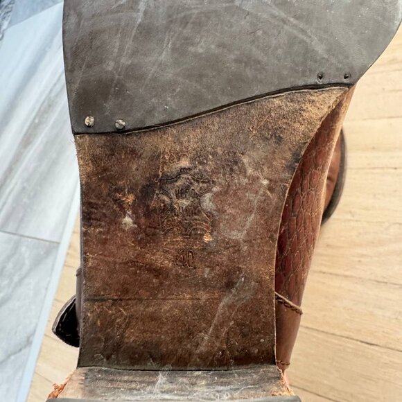 Brown and black leather knee-high boots with hide #kneehighboots size 40 - Picture 5 of 6